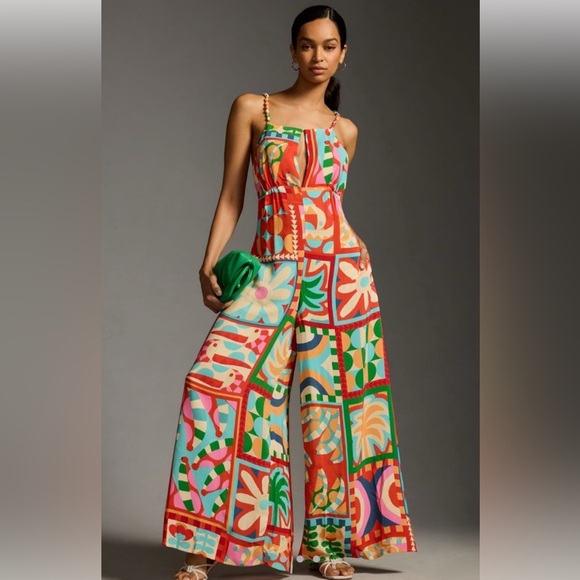 NWT Anthropologie Farm Rio Cutout Halter Jumpsuit